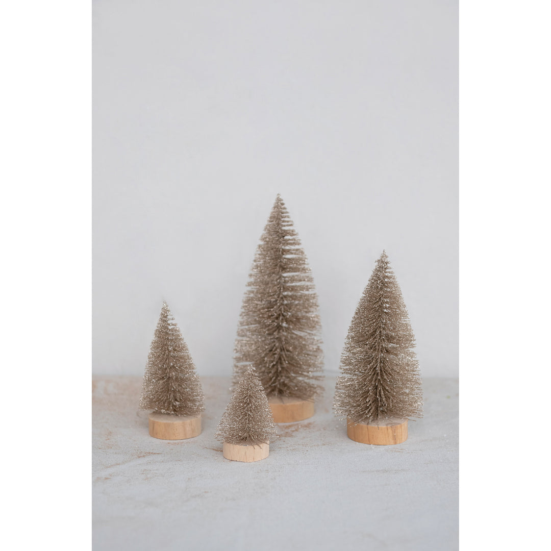 Taupe Glitter Bottle Brush Tree