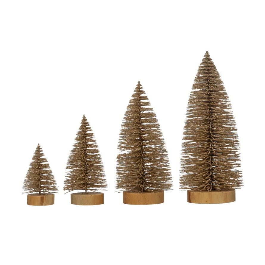 Taupe Glitter Bottle Brush Tree