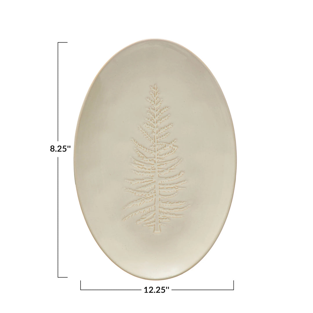 Neutral Pine Tree Platter