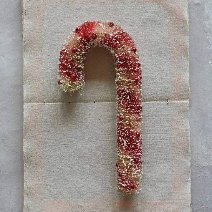 Frosted Sisal Bottle Brush Candy Cane