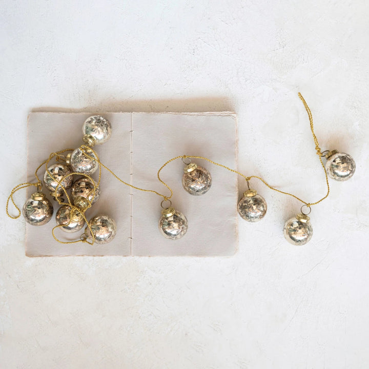 Antiqued Gold Mercury Glass Ornament Garland