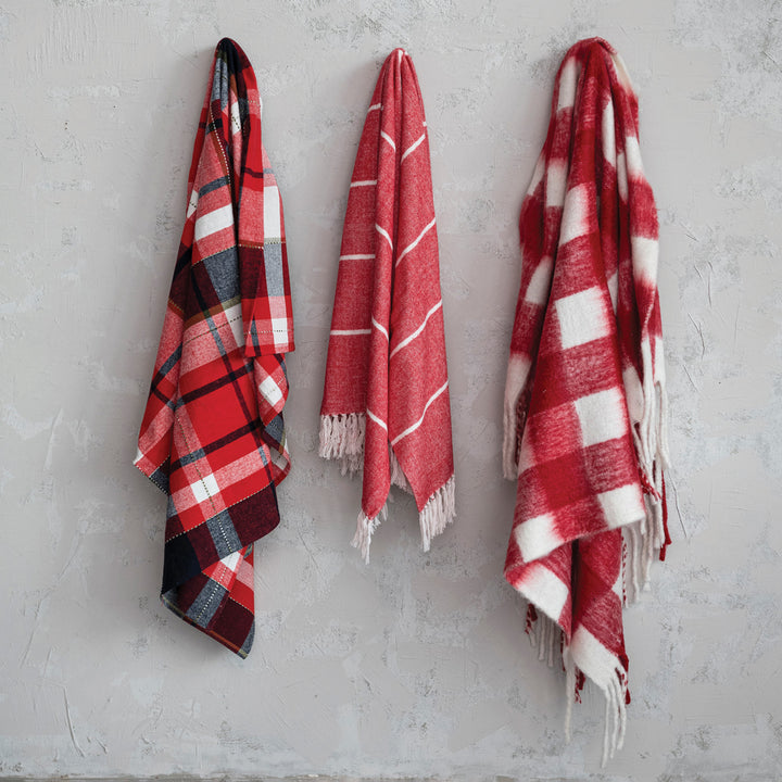 Holiday Red & White Plaid Throw