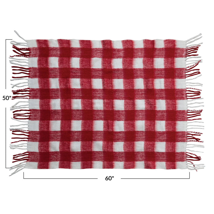 Holiday Red & White Plaid Throw