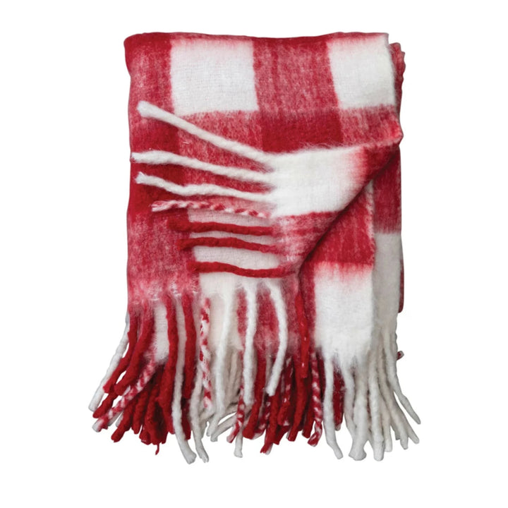 Holiday Red & White Plaid Throw