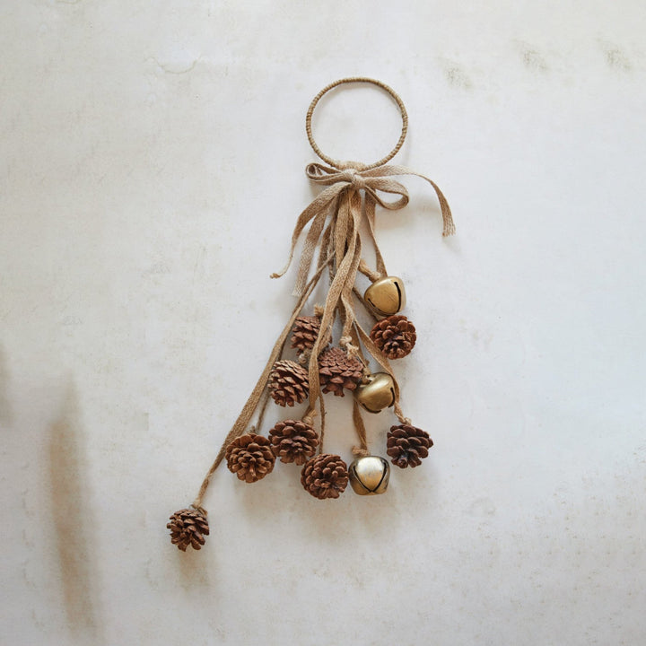 Pinecone & Gold Bell Door Hanger