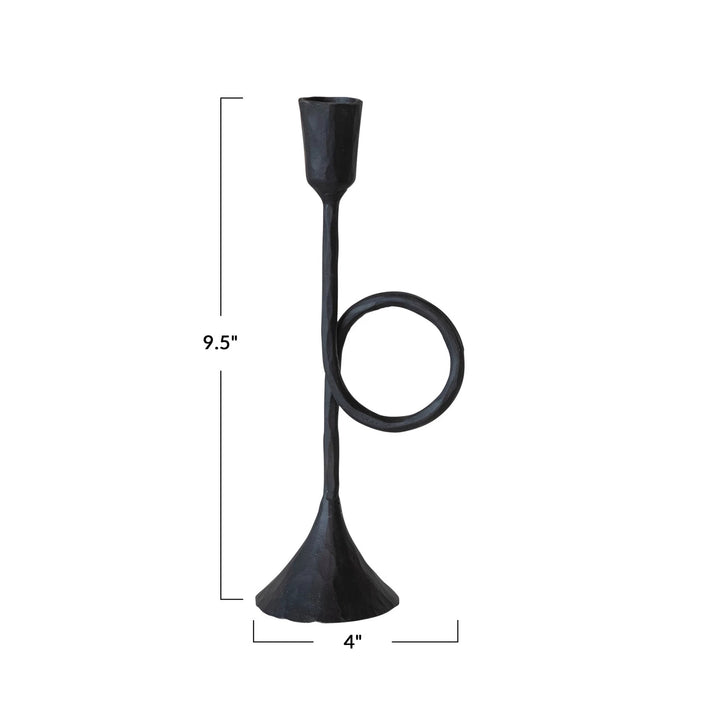 Black Cast Iron Looped Taper Holder