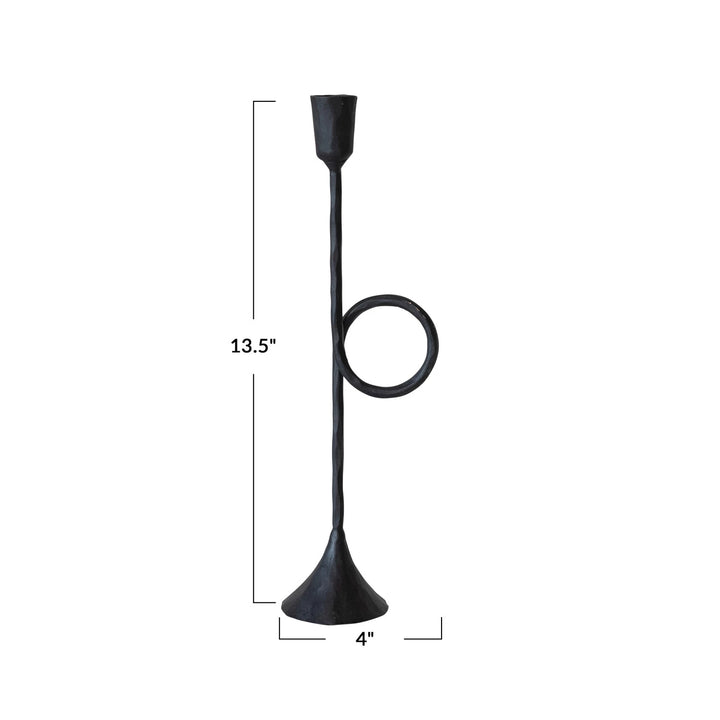 Black Cast Iron Looped Taper Holder