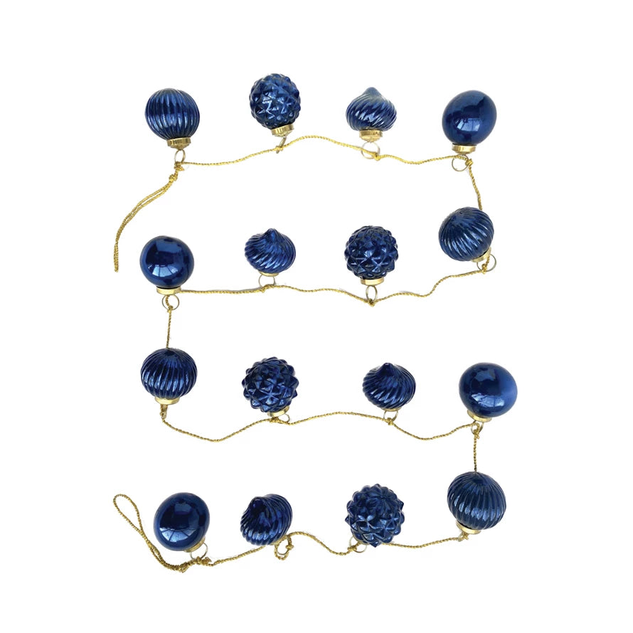 Blue Mercury Glass Ornament Garland