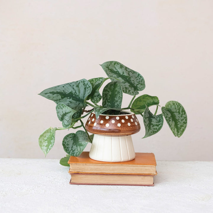 Stoneware Mushroom Planter