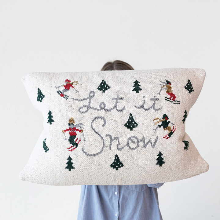 Let it Snow Skier Lumbar Pillow