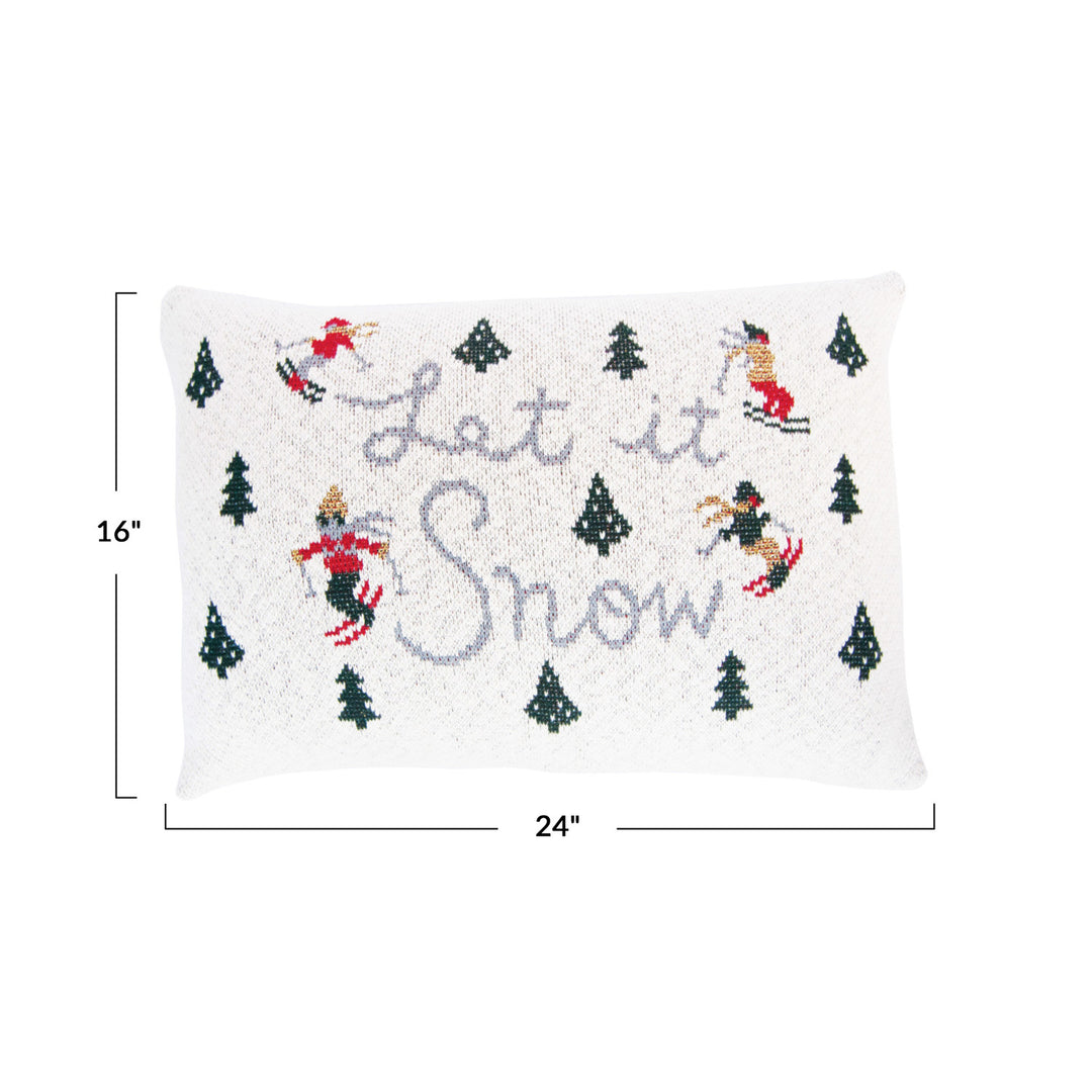 Let it Snow Skier Lumbar Pillow