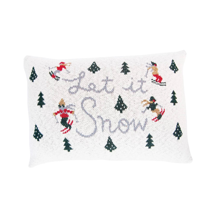 Let it Snow Skier Lumbar Pillow