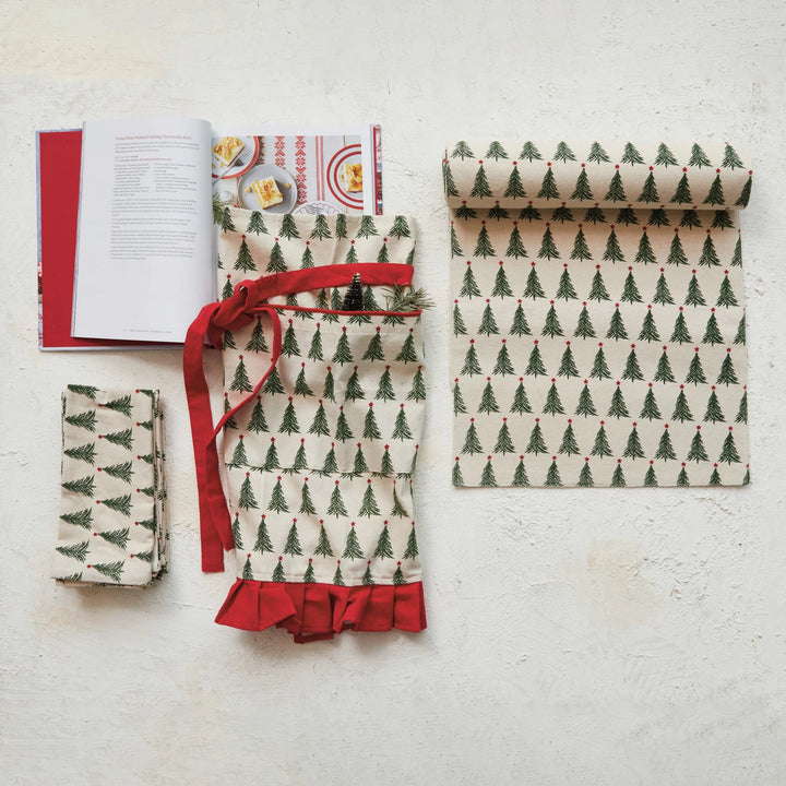 Winter Pine Tree Half Apron