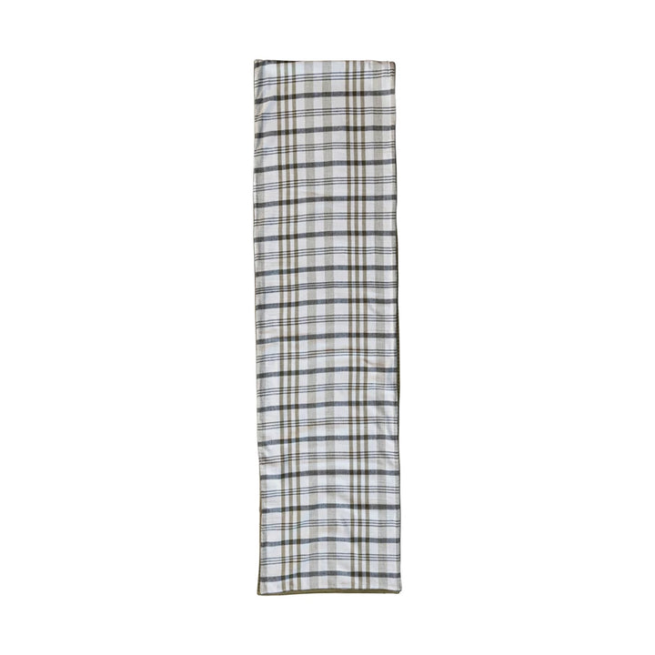 Olive Plaid Two Sided Table Runner