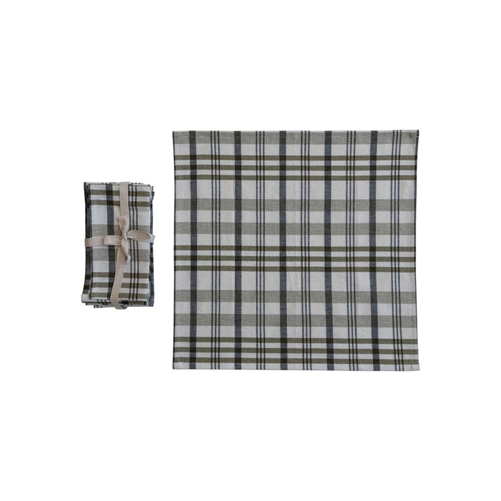 Olive Plaid Cotton Napkin