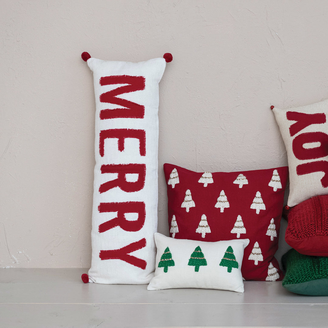 Embroidered Christmas Tree Pillow