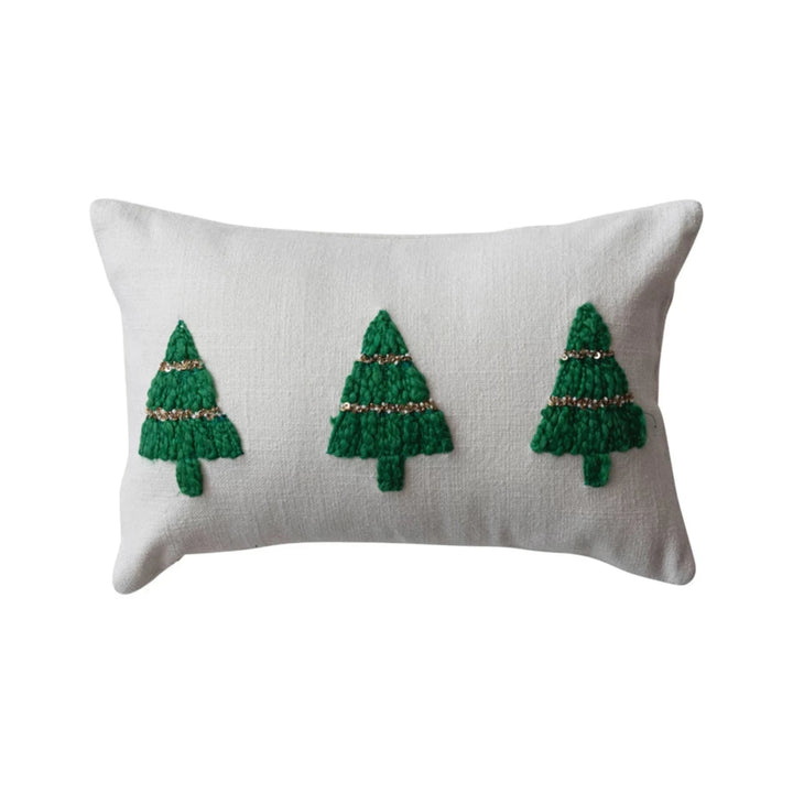 Embroidered Christmas Tree Pillow