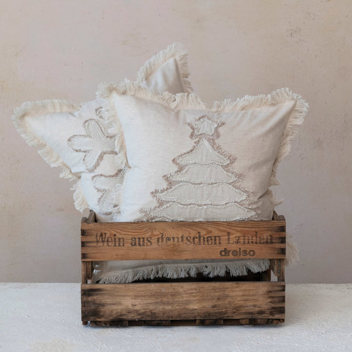 Fringed Winter Applique Pillow