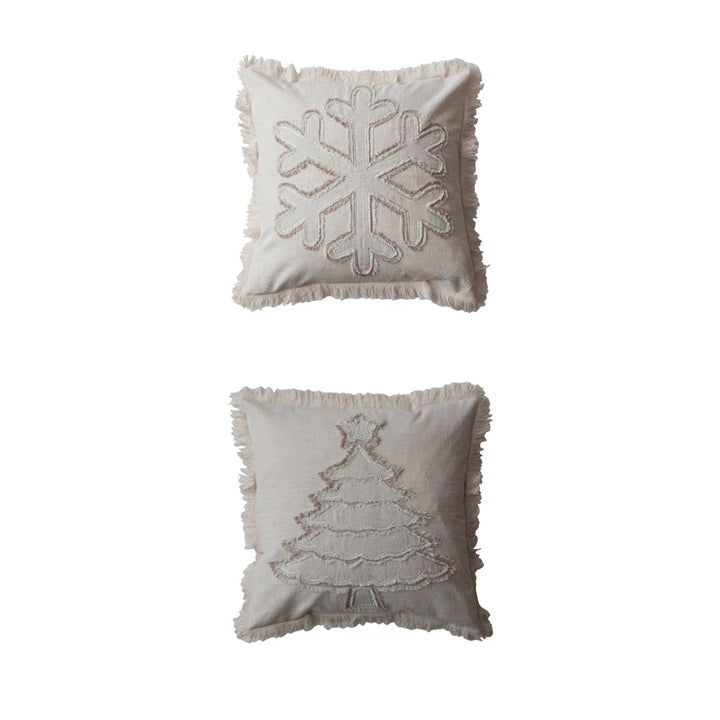 Fringed Winter Applique Pillow