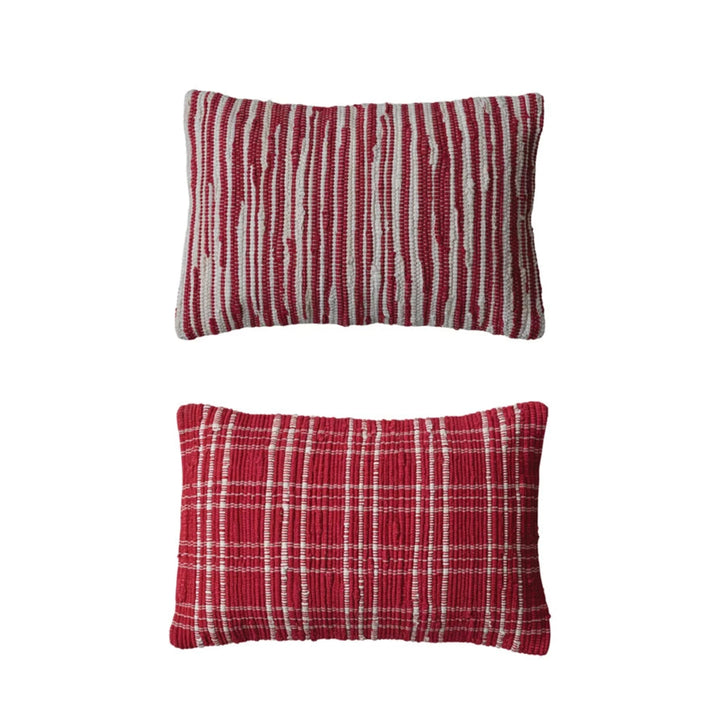 Red & White Chindi Lumbar Pillow