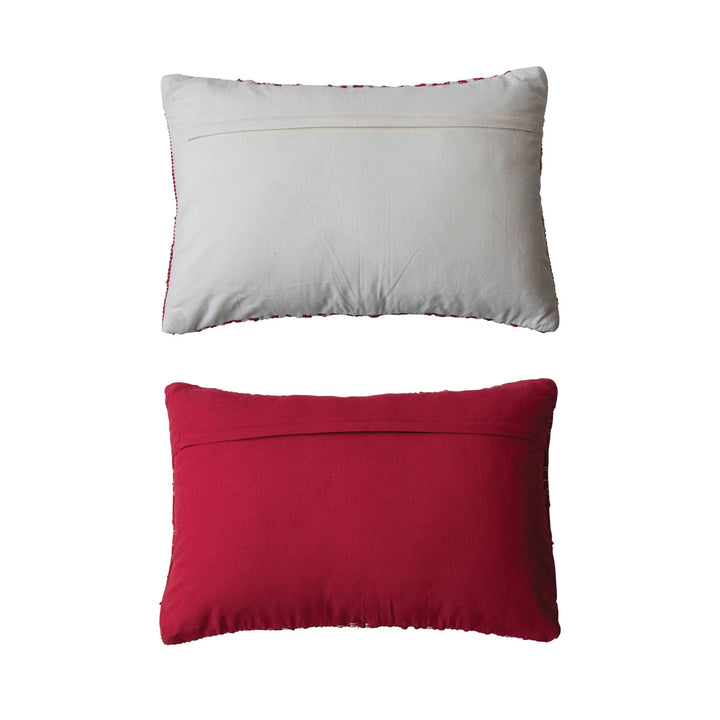 Red & White Chindi Lumbar Pillow