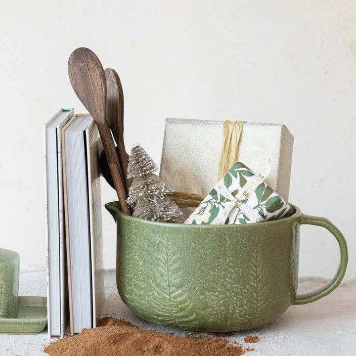 Green Tree Stoneware Batter Bowl