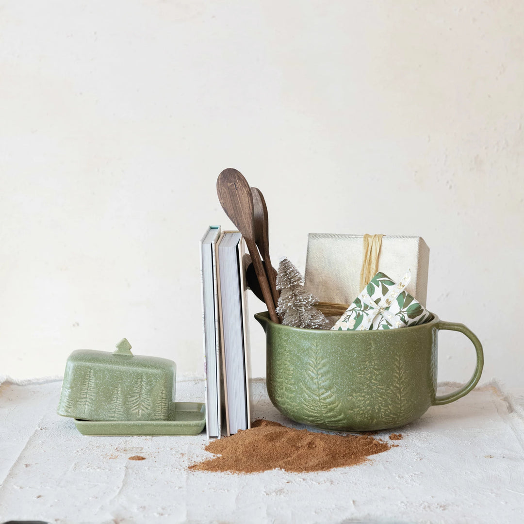 Green Tree Stoneware Batter Bowl