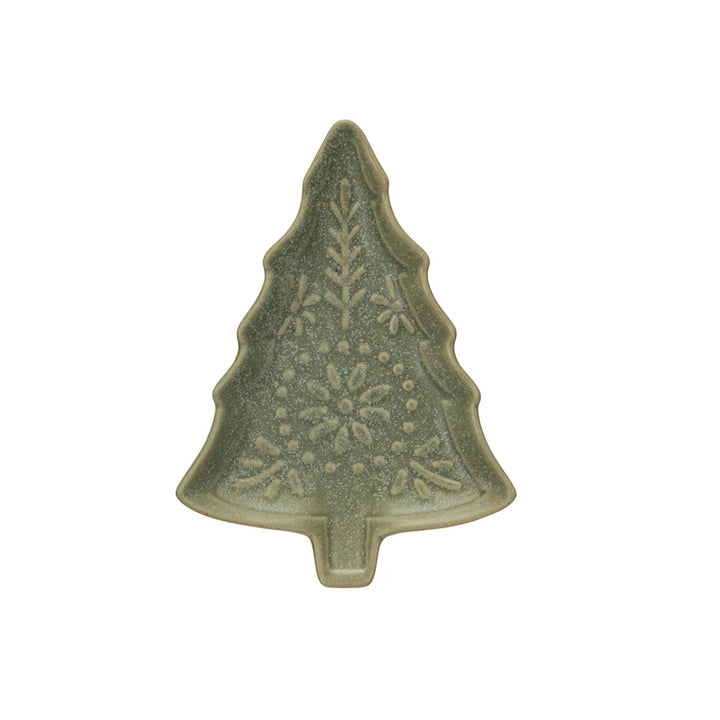 Winter Green Embossed Tree Dish