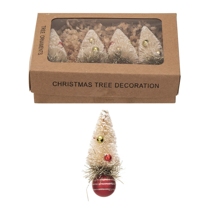 Sisal Bottle Brush Tree Ornament Set