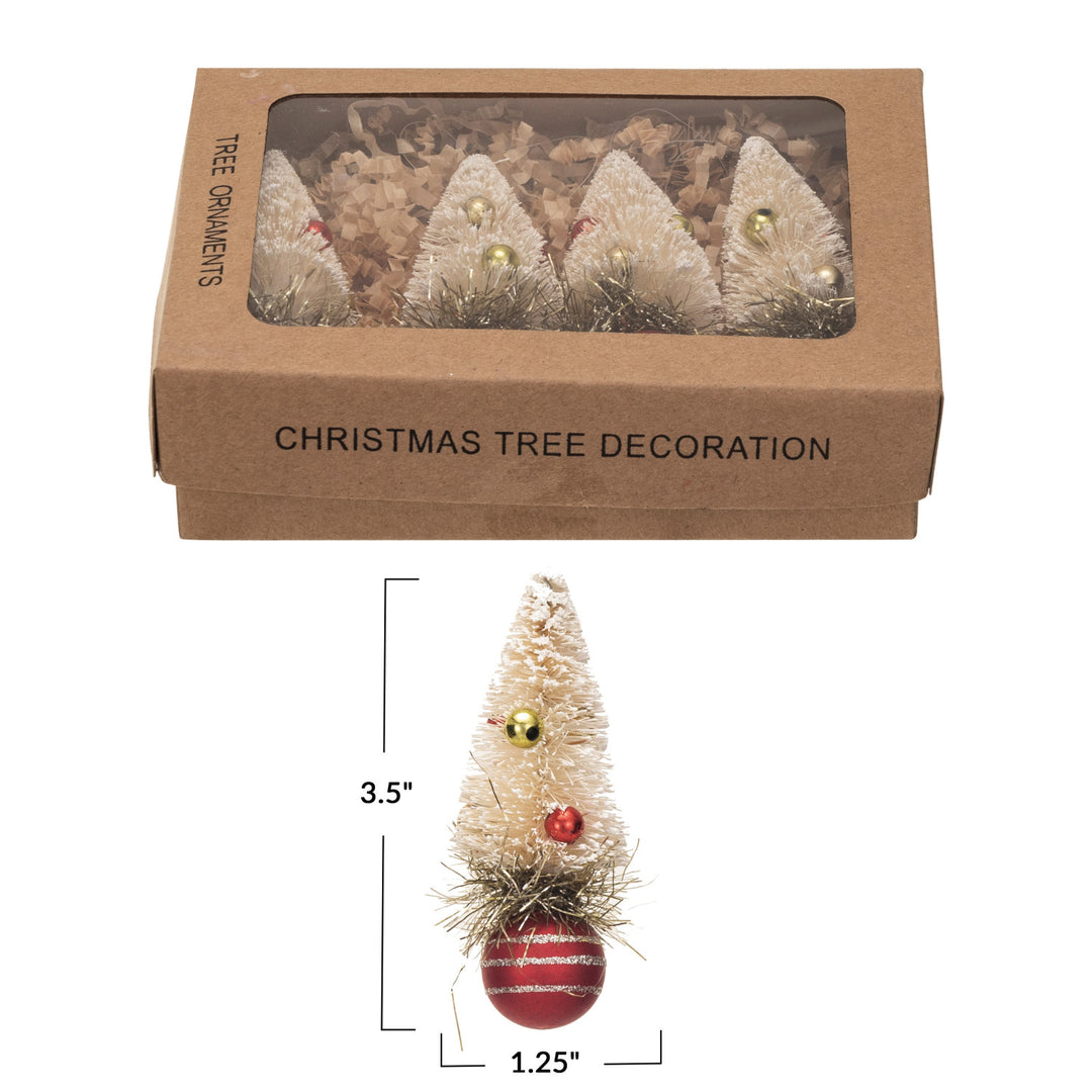 Sisal Bottle Brush Tree Ornament Set