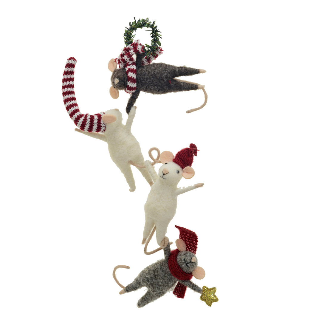 Hanging On Felt Mice Ornament