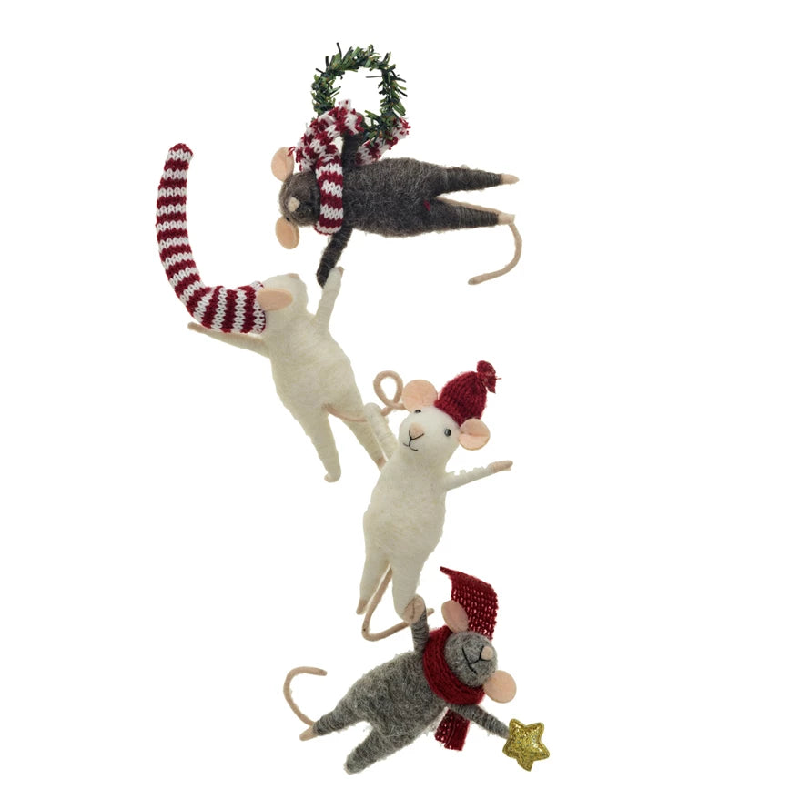 Mouse Elves At Work Felt Ornament