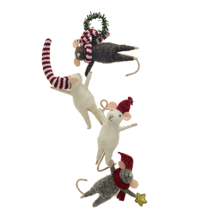 Mouse Elves At Work Felt Ornament