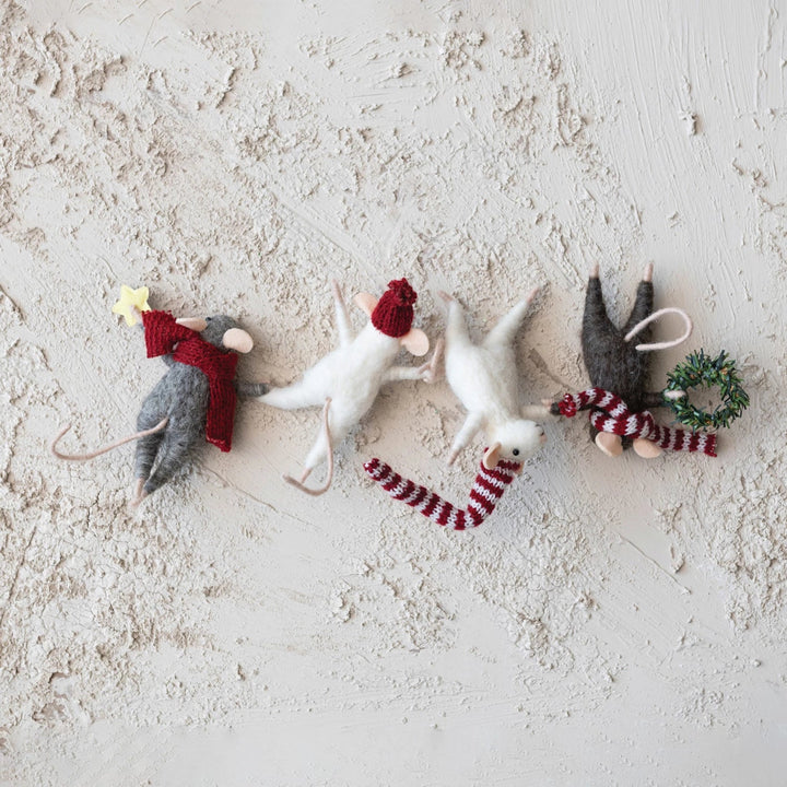 Mouse Elves At Work Felt Ornament