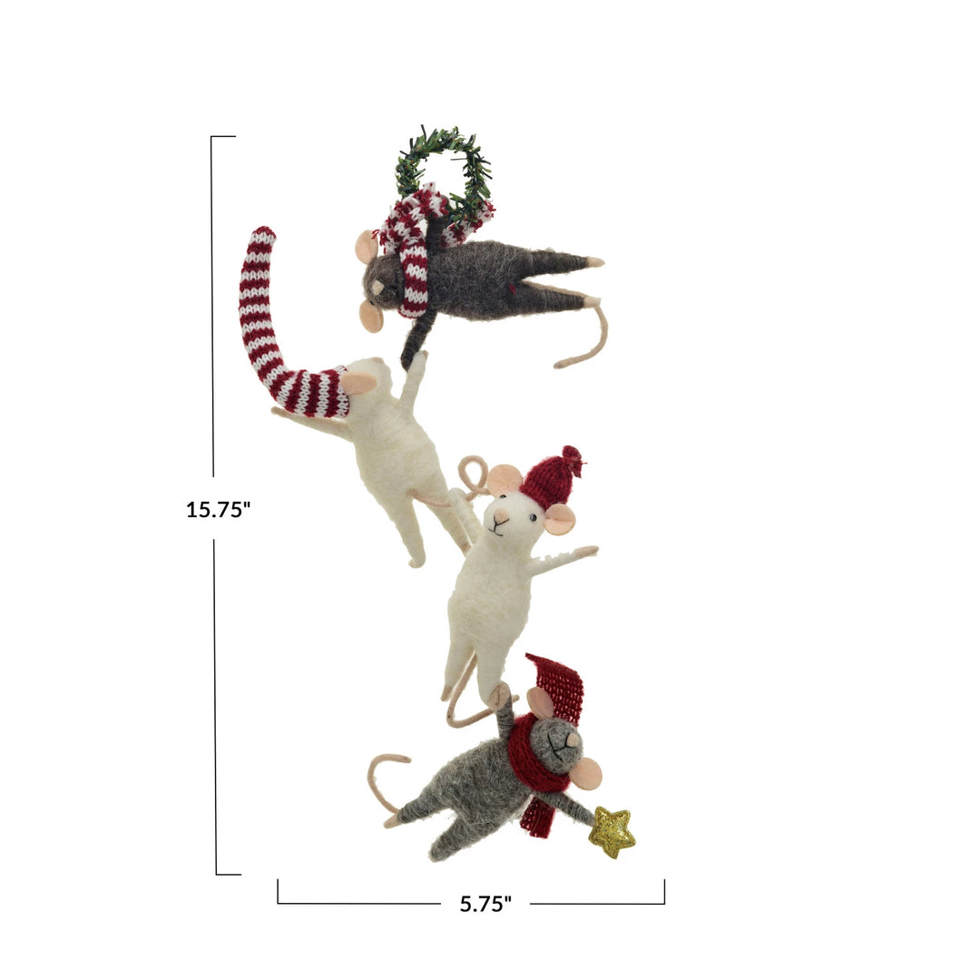 Mouse Elves At Work Felt Ornament