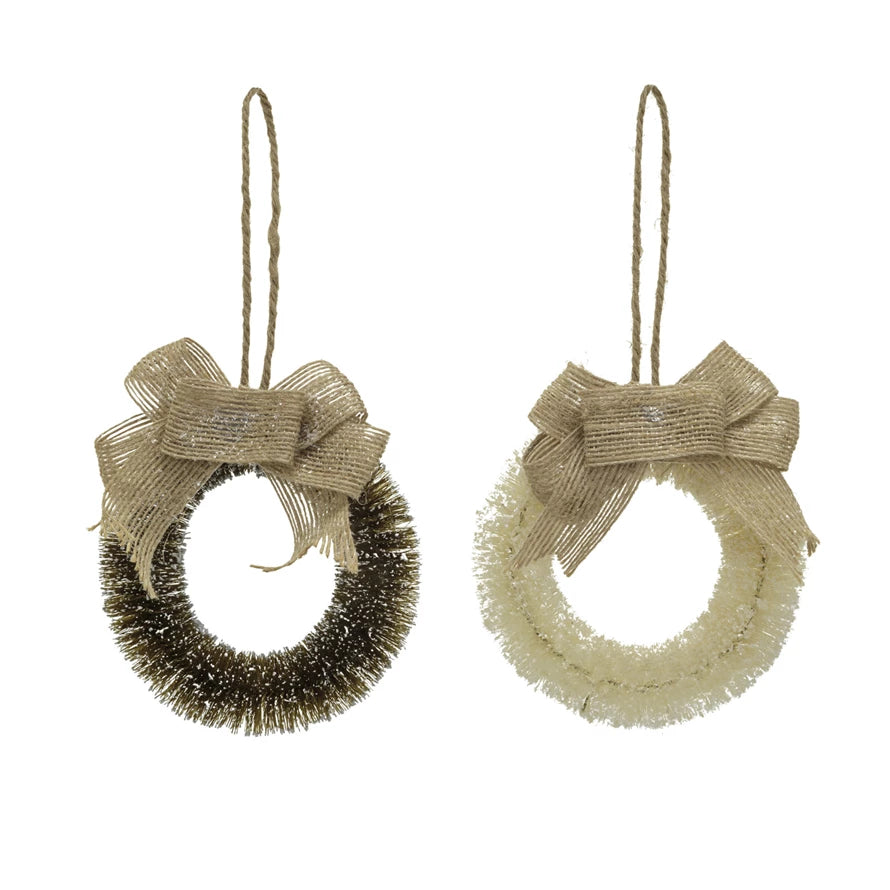 Burlap Bow Sisal Wreath Ornament