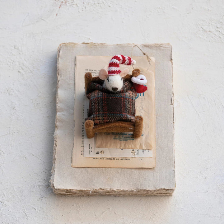 Sleep Tight Felt Mouse Ornament
