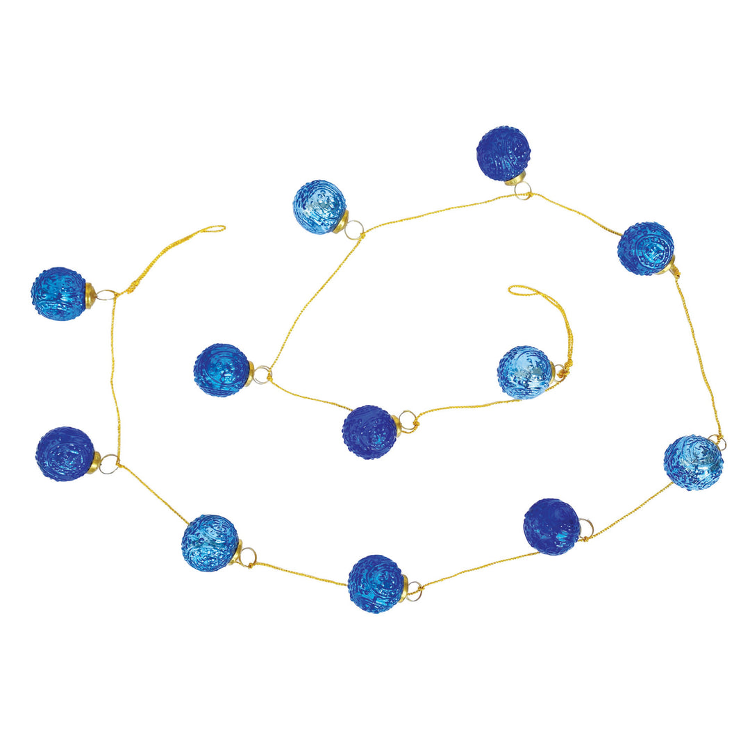 Blue Mercury Dotted Glass Ornament Garland