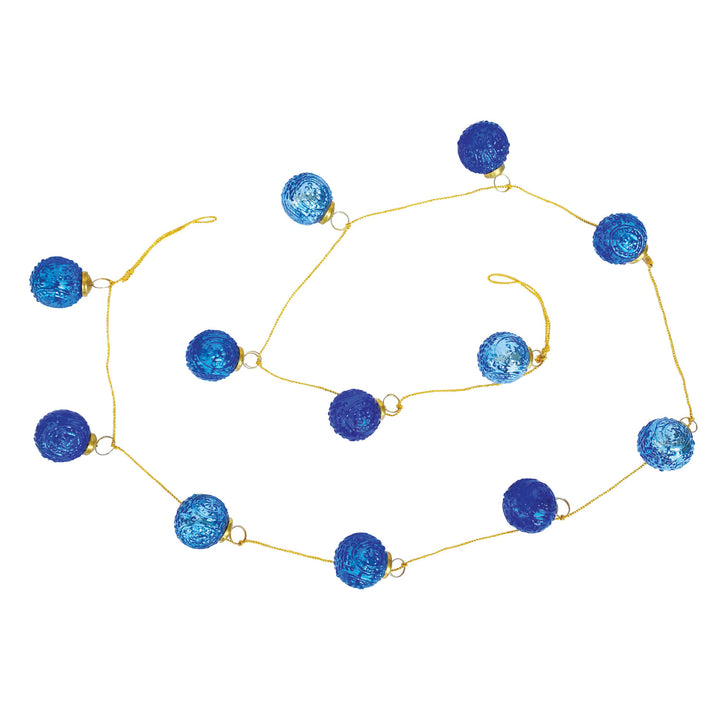 Blue Mercury Dotted Glass Ornament Garland