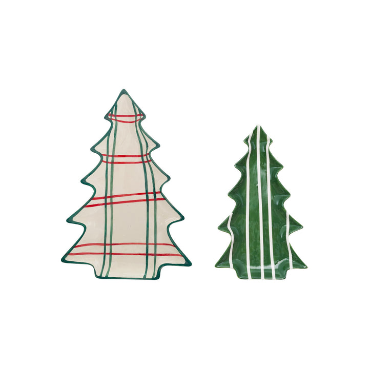 Holiday Striped Tree Plate