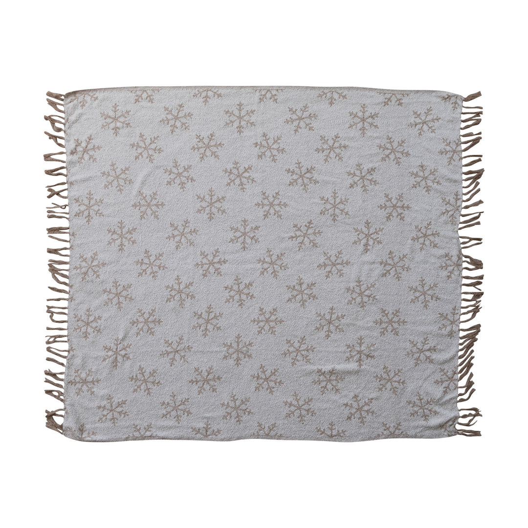 Cozy Snowflake Fringed Throw