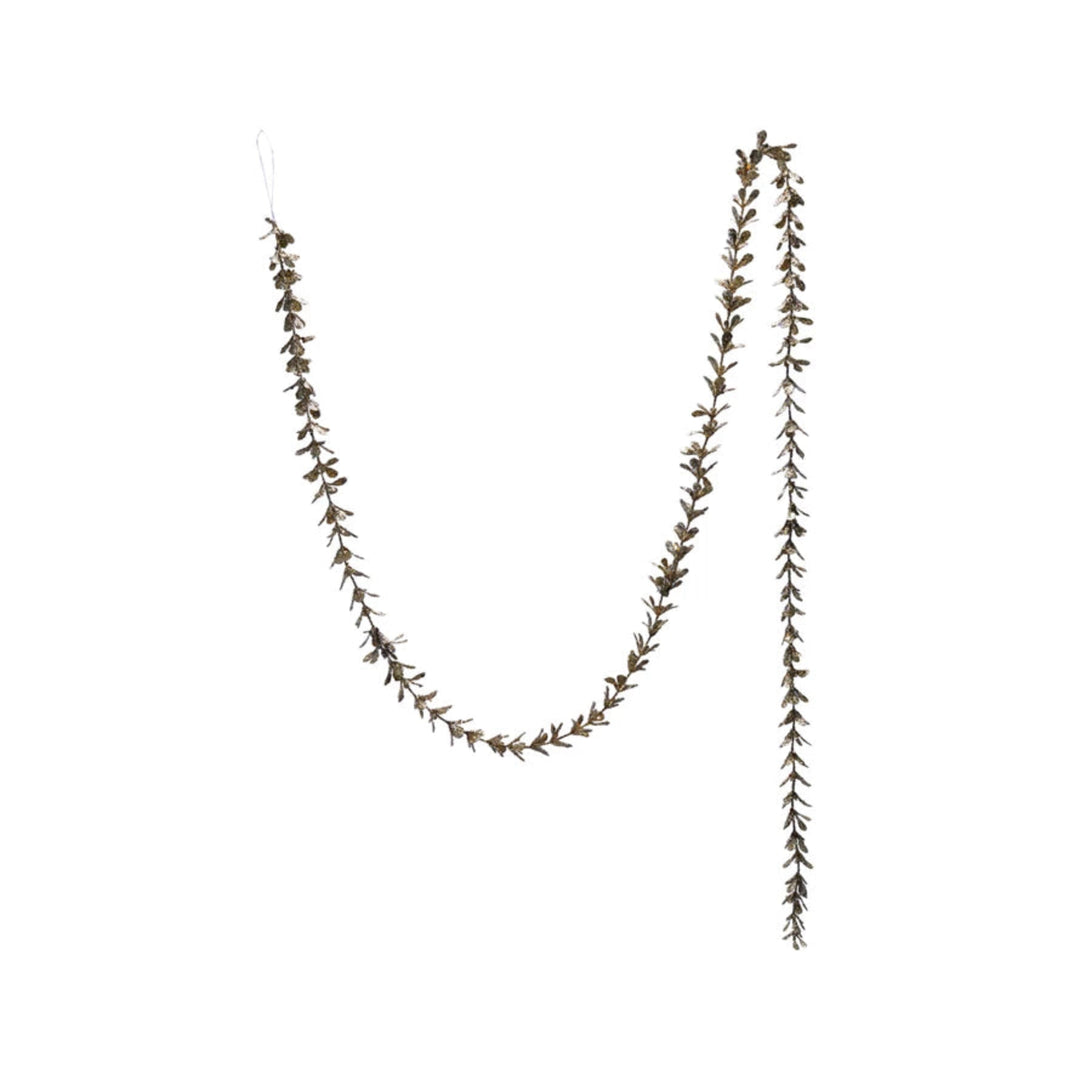 Gold Glittered Boxwood Garland