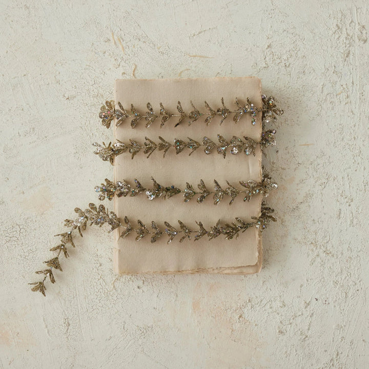 Gold Glittered Boxwood Garland