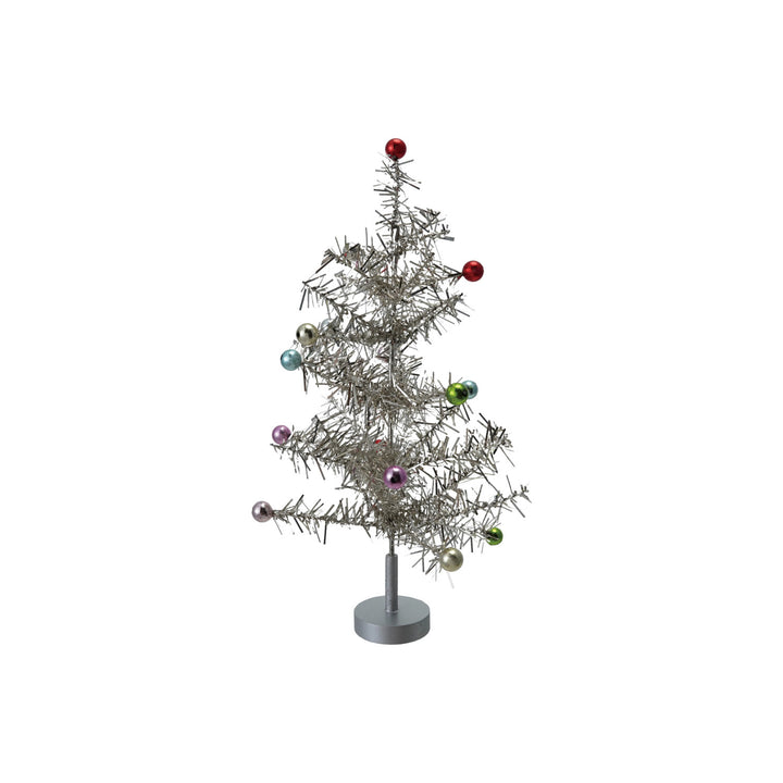 Silver Tinsel Ornament Tree