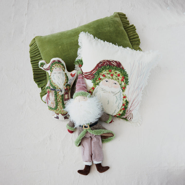 Green Velvet Ruffle Lumbar Pillow