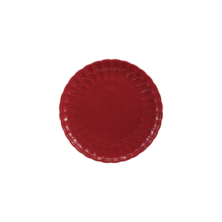 Holiday Red Fluted Stoneware Plate