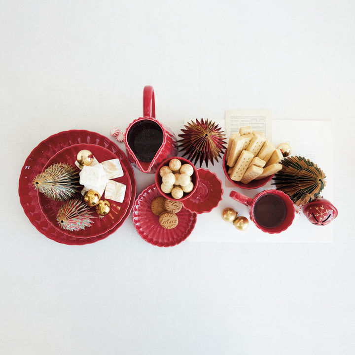 Holiday Red Fluted Stoneware Mug