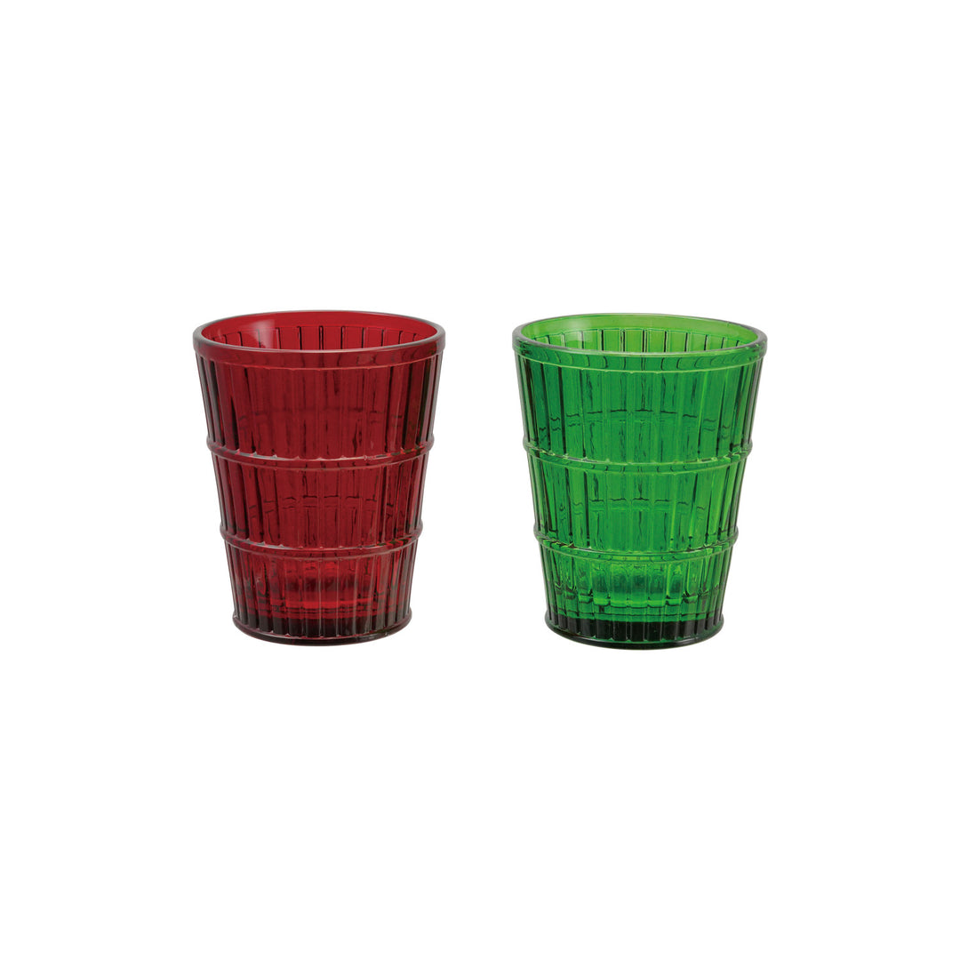 Ribbed Holiday Drinking Glass