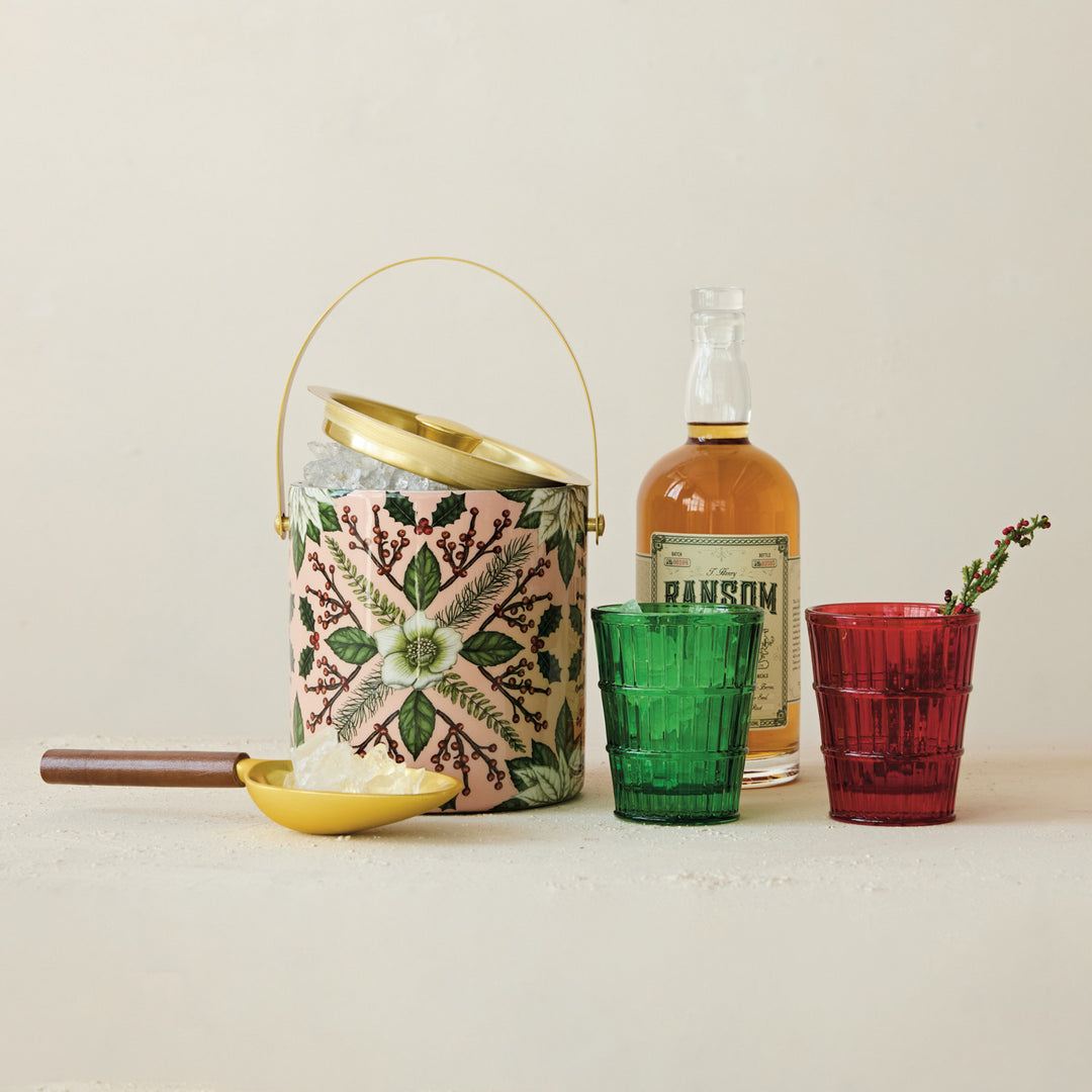 Ribbed Holiday Drinking Glass