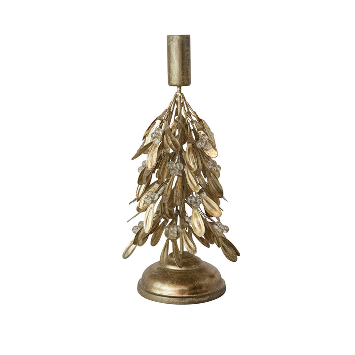 Antique Gold Mistletoe Candle Holder
